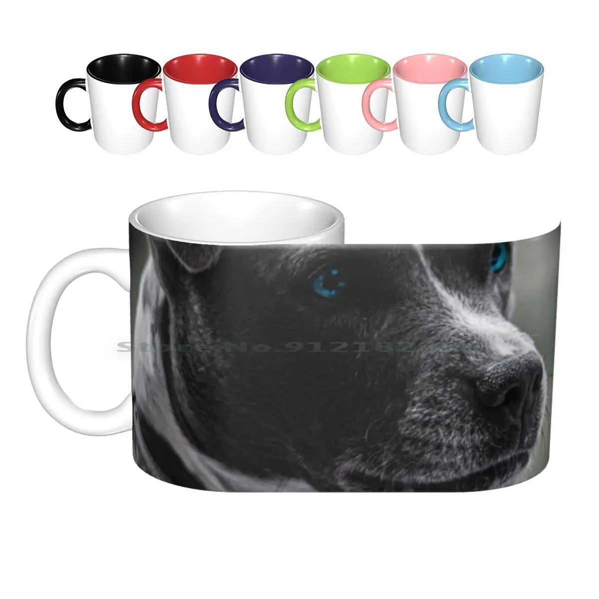 Skye Blue Ceramic Mugs Coffee Cups Milk Tea Mug Dog Pet Bull Terrier Canine Creative Trending Vintage Gift Bottle Cup