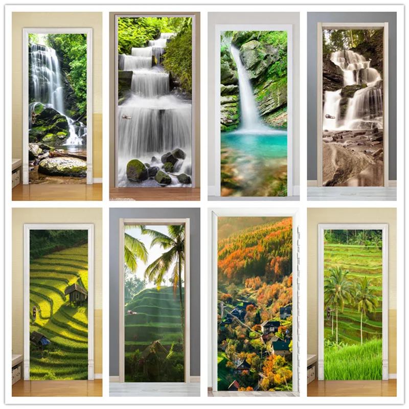 

Self-adhesive landscape art door sticker home decoration door cover wall stickers mural porch wallpaper poster