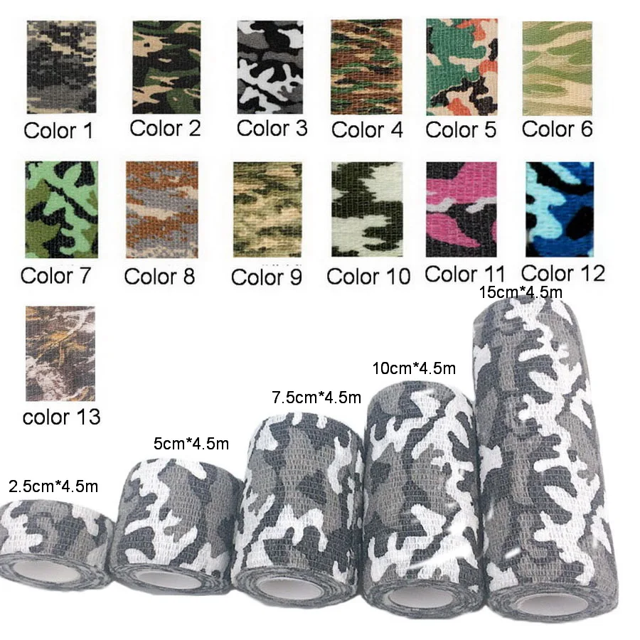 2.5/5/7.5/10/15 cm*4.5 m Camo Elastic Bandage Self-adhesive Sport Protective Fixer Tape Medical Wrap Pet Bandage flex tape