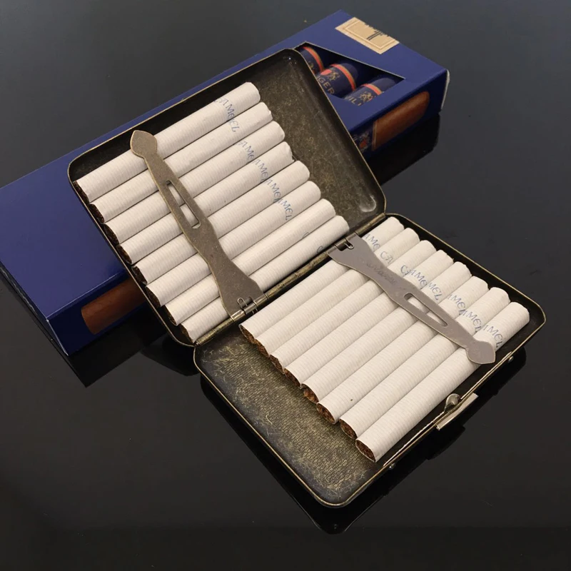 16pcs Cigarettes Classic Design Retro Brass Alloy creative storage case smoking accessories tobacco cigarettes box gift for man