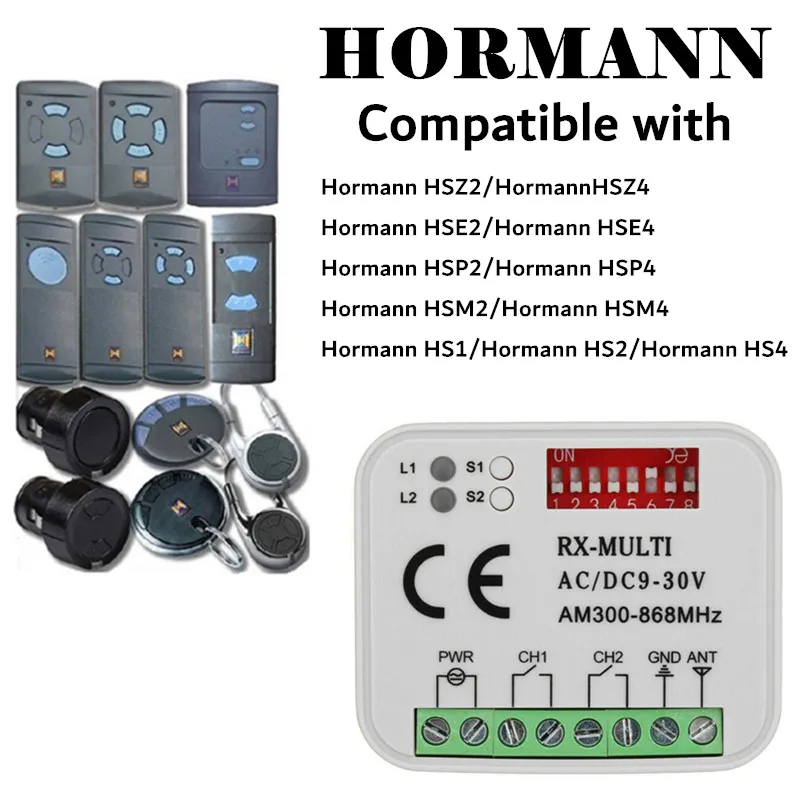 HORMANN garage door receiver 868 MHz remote control 300mhz - 900mhz Multi Frequency receiver for garage door gate