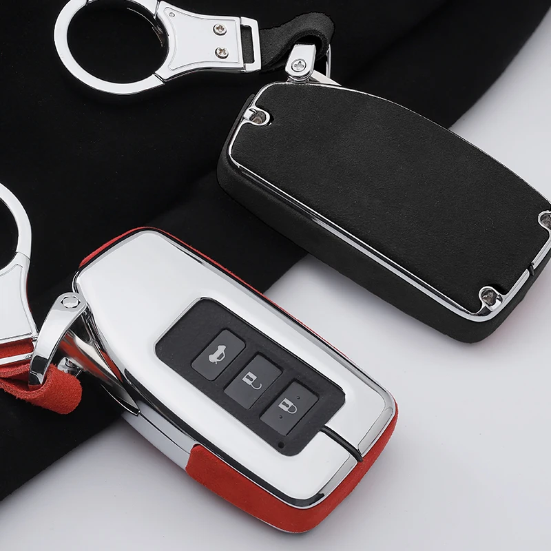 Galvanized Alloy Suede leather splicing car key case cover For Lexus rx200t CT GS nx200 ES250 es300h protective shell Accessorie