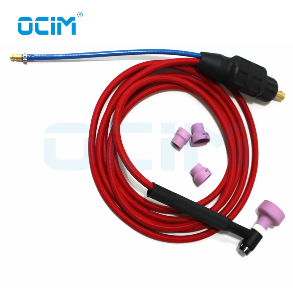 Tig Gun  WP17 WP17F WP17V WP17FV 4M  Red super soft Hose 35-70 Euro Connector