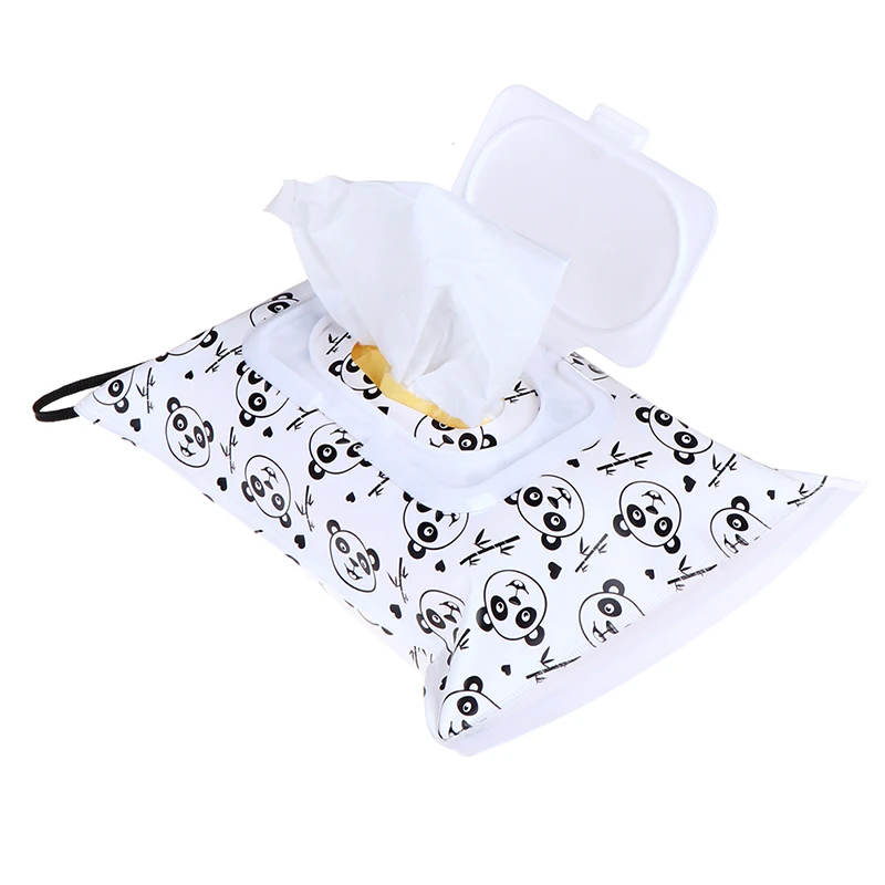 Eco-friendly Wet Wipes Bag Clamshell Cosmetic Pouch Clutch And Clean Wipes Carrying Case Easy-carry Snap-strap Wipes Container