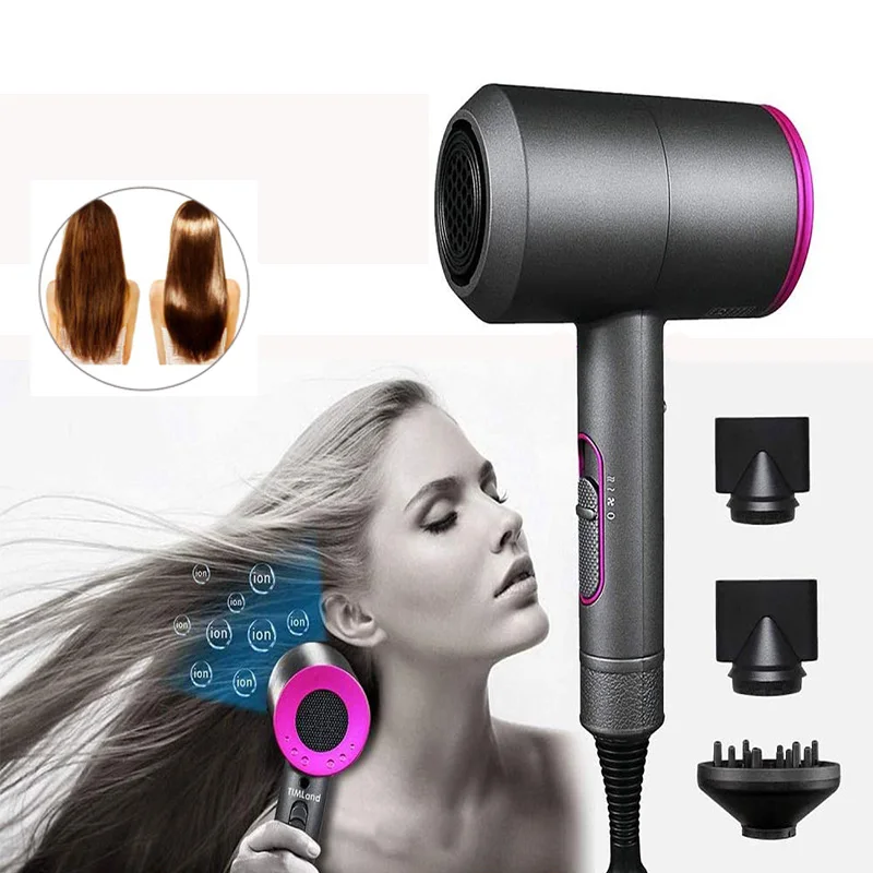 Professional Salon Home Use Big Power Strong Hot Cold Wind 2000W Ionic Air Blower Fast Styling Hair Dryer with diffuser Nozzles