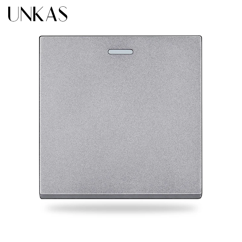 UNKAS pannello in vetro grigio combinazione gratuita fai-da-te presa ue francese tipo C Dual USB 1 2 3 4 Gang interruttore a pulsante On / Off a 1/2 vie