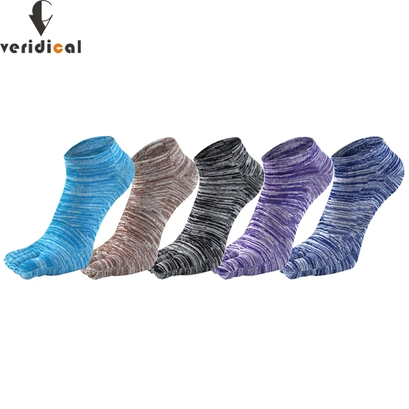 Colorful 5 Finger Socks Ankle Men Pure Cotton Fashion Vintage Breathable,Deodorant No Show Invisible Toe Happy Socks Summer