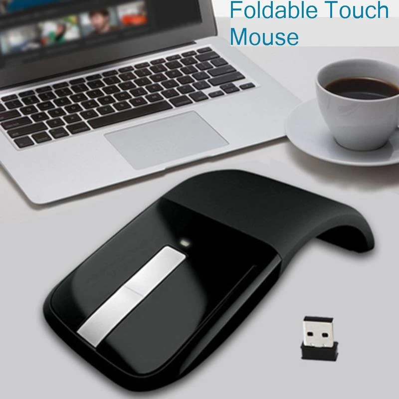 Wireless Foldable Arc Touch Ergonomic Computer Mouse For Microsoft Laptop Usb Optical Office PC Mice 3d Folding Mice For Macbook