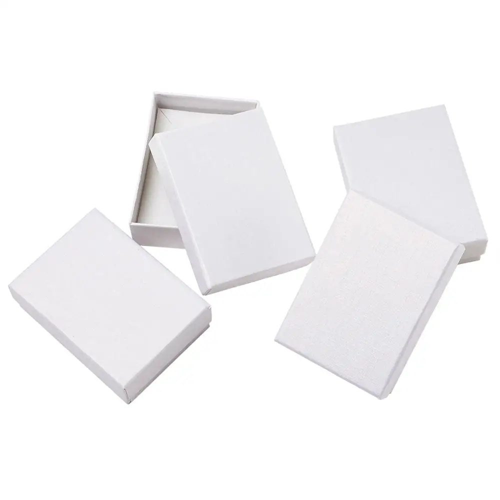 

60pc Cardboard Jewelry Set Boxes For Necklaces Earrings Rings Box Gift Box For Jewelry Box Rectangle White 9x6.5x2.8cm