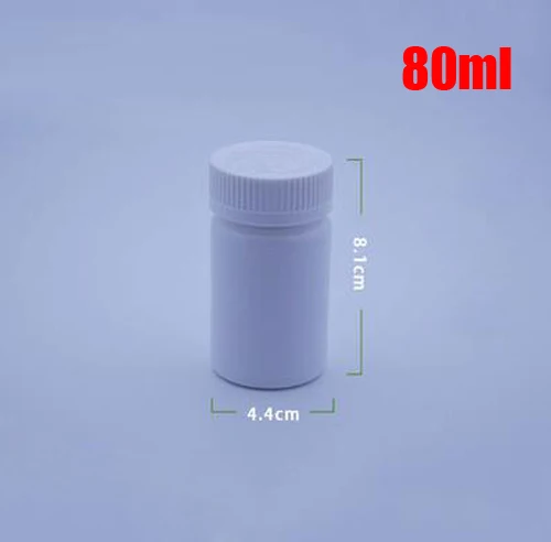 

100pcs 80ml White PET Plastic Container Bottle For Solid Powder Candy Capsule Vitamin Tablets With Childproof Caps