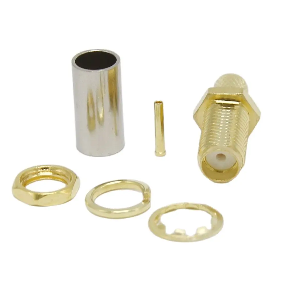 SMA Female Connector With Nut And Gasket For 50-3 RG58 RG142 LMR195 RG400 Coaxial Cable 10Pcs