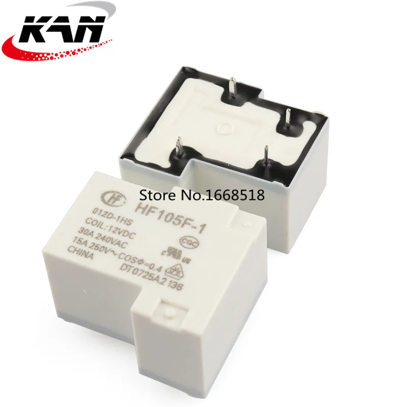 5Pcs Relays HF105F-1-JQX-105F-1/005D-1HS HF105F-1/012D-1HS HF105F-1/024D-1HS 30A 250VAC 4PIN 5V 12V 24V VDC