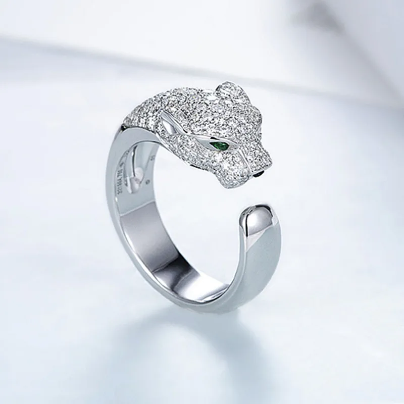 Asli 925 Sterling Cincin Perak untuk Wanita Zirkon Hewan Garis Pandang Minimalis Tipis Lingkaran Permata Cincin Perhiasan