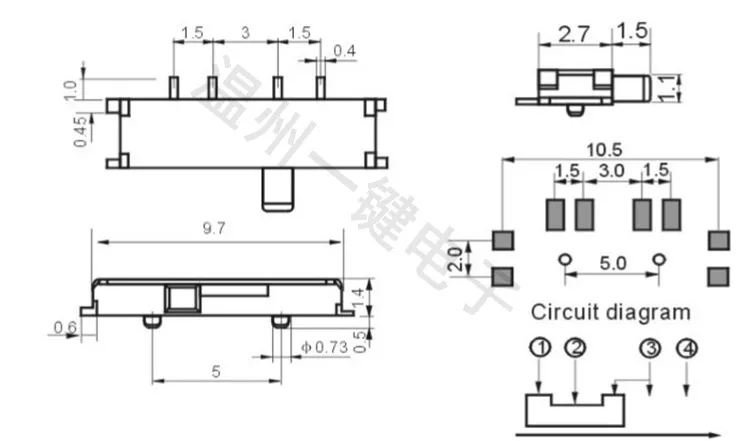 10pcs MSK-13C01 MINI slide switch 1P3T SMT SMD 3Positions 8Pin mini toggle switches micro slide switches with fixed pin MSK-02