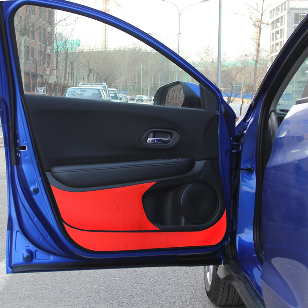 8Pcs/Set Car Styling Side Door Inner Decal Anti-kick Protective Carbon fiber Flim Sticker For Honda Vezel XR-V HR-V HRV