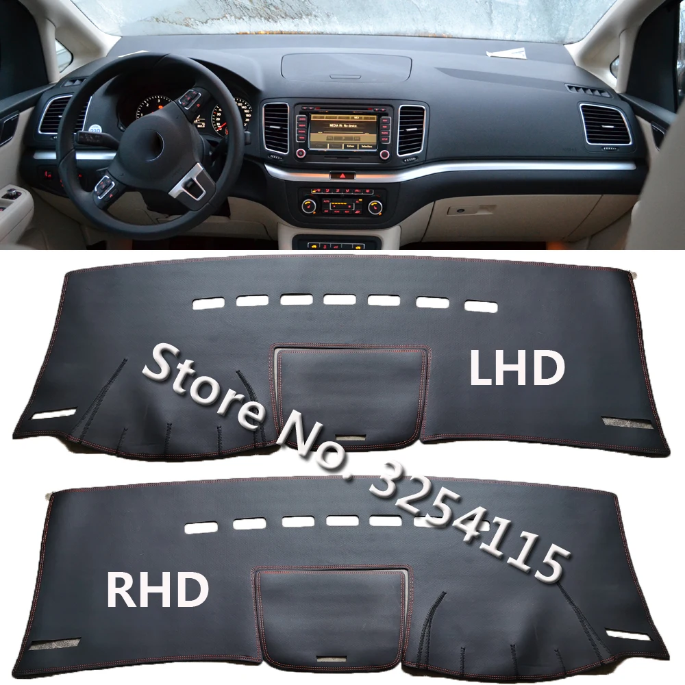 PU Leather Dashmat Suede Dashboard Cover Pad Dash Mat Carpet Car Styling Auto Accessories For SEAT Alhambra MK2 2011~2021