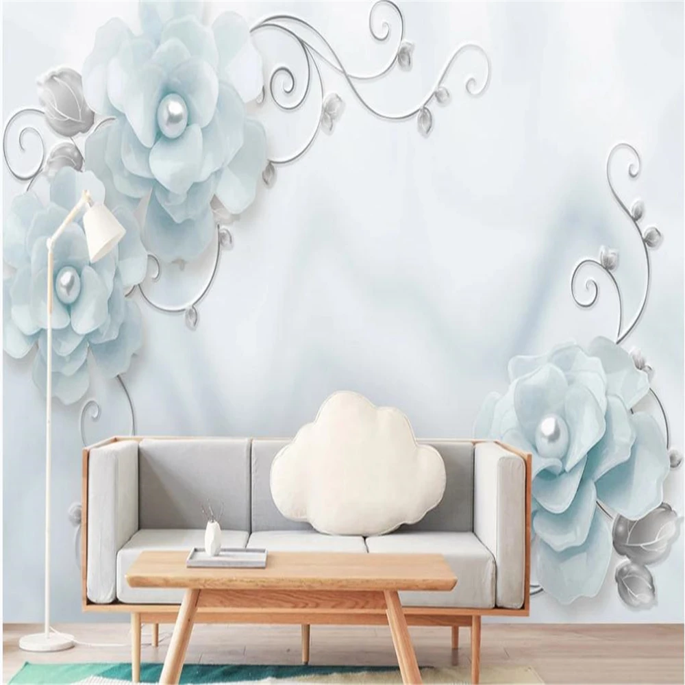 Modern simple and beautiful jewelry flower wallpapers vine art TV background 3d murals wallpaper for living room