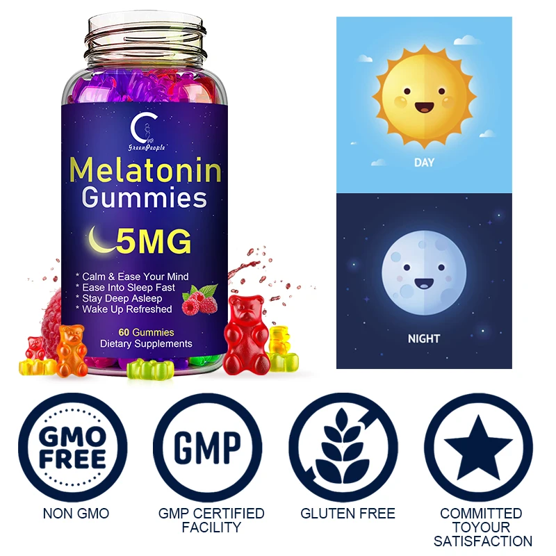 GPGP Greenpeople organic Melatonin Gummies  Anxiety-Stress Relief Help Sleep Help Deep Sleep Save Insomnia For Man and Woman