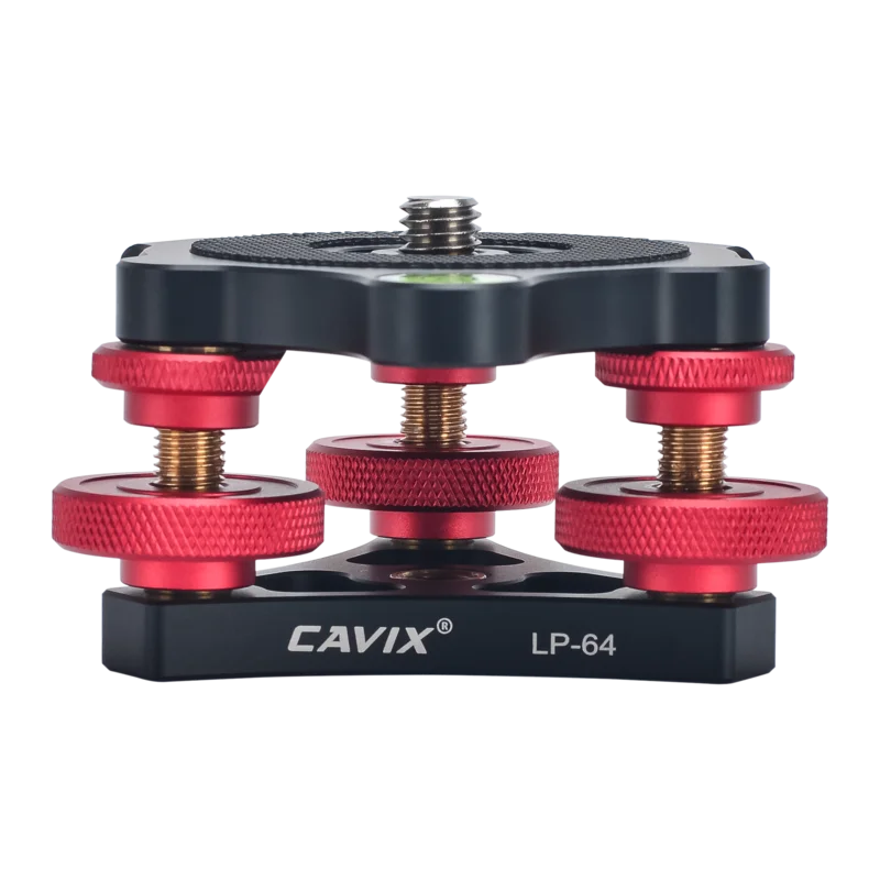 CAVIX LP-64 Bubble Level Camera Tripod Head Leveling Base Triple-wheel Precision Leveler 3/8