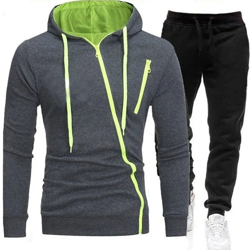 Spring men\'s sportswear 2-piece hoodie + pants sports suit men\'s sweater zipper hoodie men\'s clothing suit sportswear size M-3XL