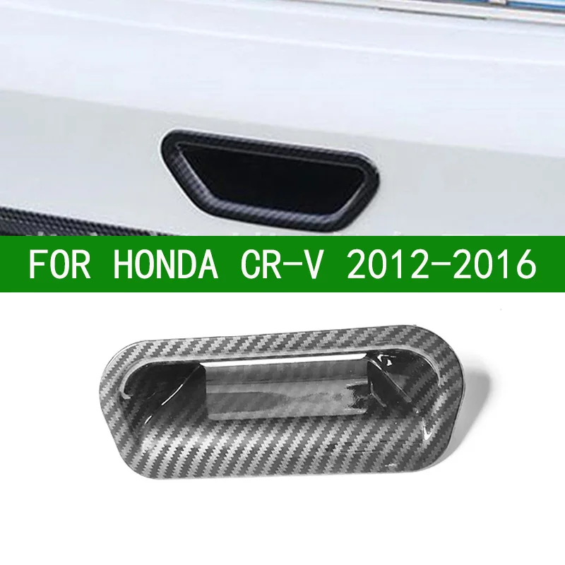 For 2012-2016 Black Carbon Fiber pattern trunk Boot door bowl cover Bezel Trim CRV 2013 2014 2015