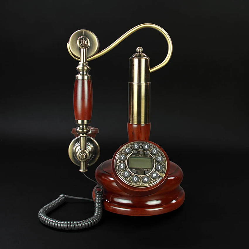 Antique Phone Candlestick Button Dial Telephone with Caller ID, FSK and DTMF, Retro Corded Phone Vintage Decorative Telephones