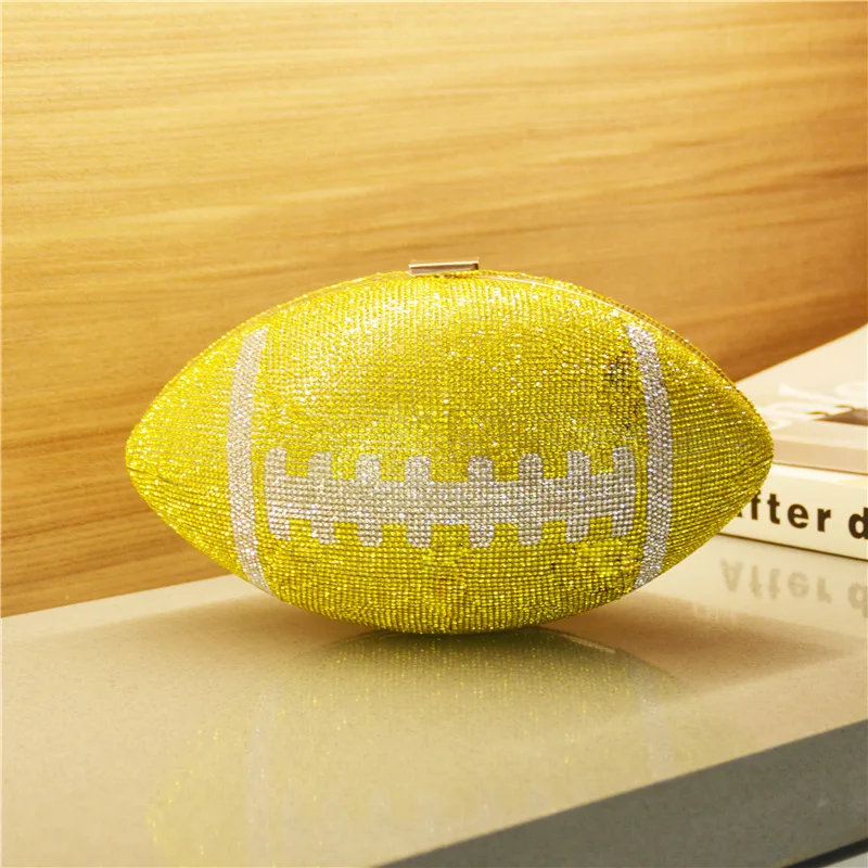 Rugby Shape Rhinestone Evening Clutch bag Women 2020 New Designer Personality Shiny Diamond Egg Shape Ball Dinner Purse Party