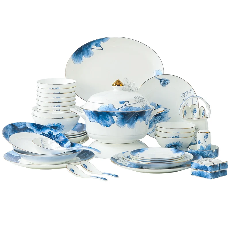 

Guci Bowl and dish set Jingdezhen ceramics bone china bowl plate gift high-grade tableware rice bowl combination