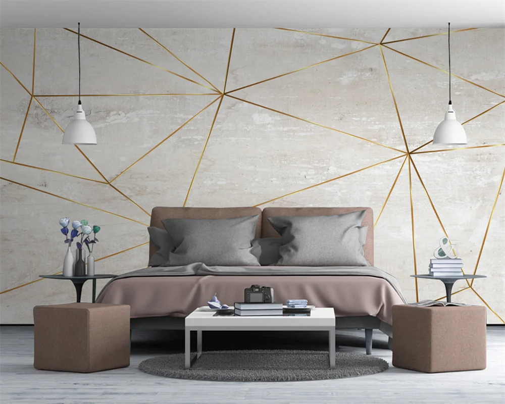 beibehang Custom modern nordic retro abstract papel de parede geometric lines tv bedroom background wallpaper