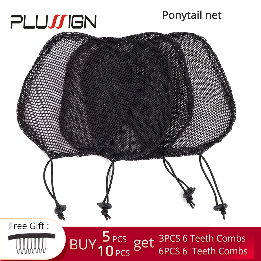 Plussign Ponytail Net Wig Caps For Making Ponytail Elastic Hair Net With Glueless Hair Net Wig Liner Hair Bun Material