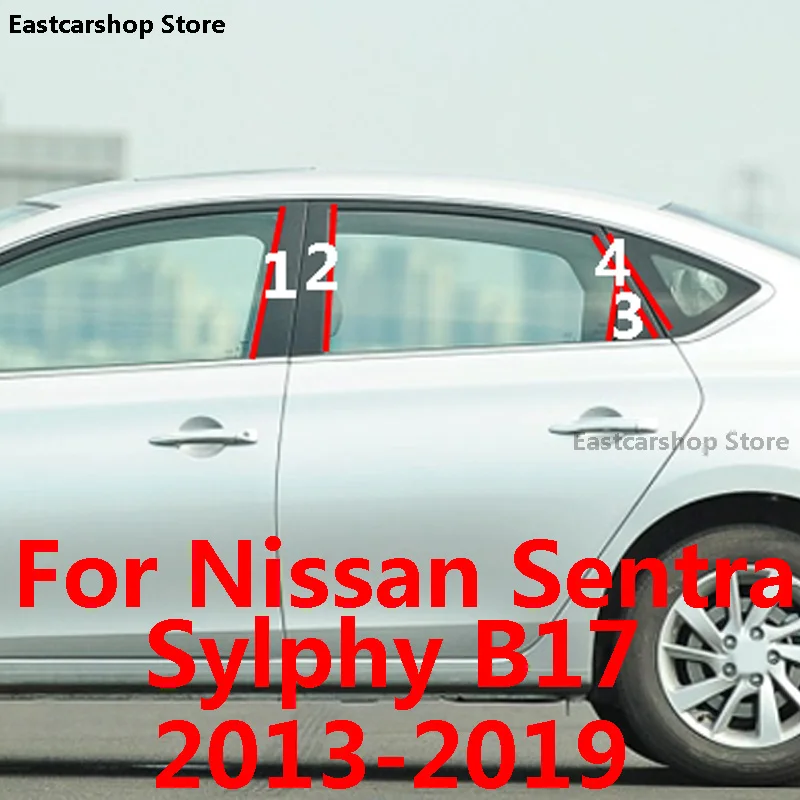 

For Nissan Sentra Sylphy B17 2013-2019 Car Door Central Window Middle Column Trim Strip B C Pillar Cover Protective Accessories