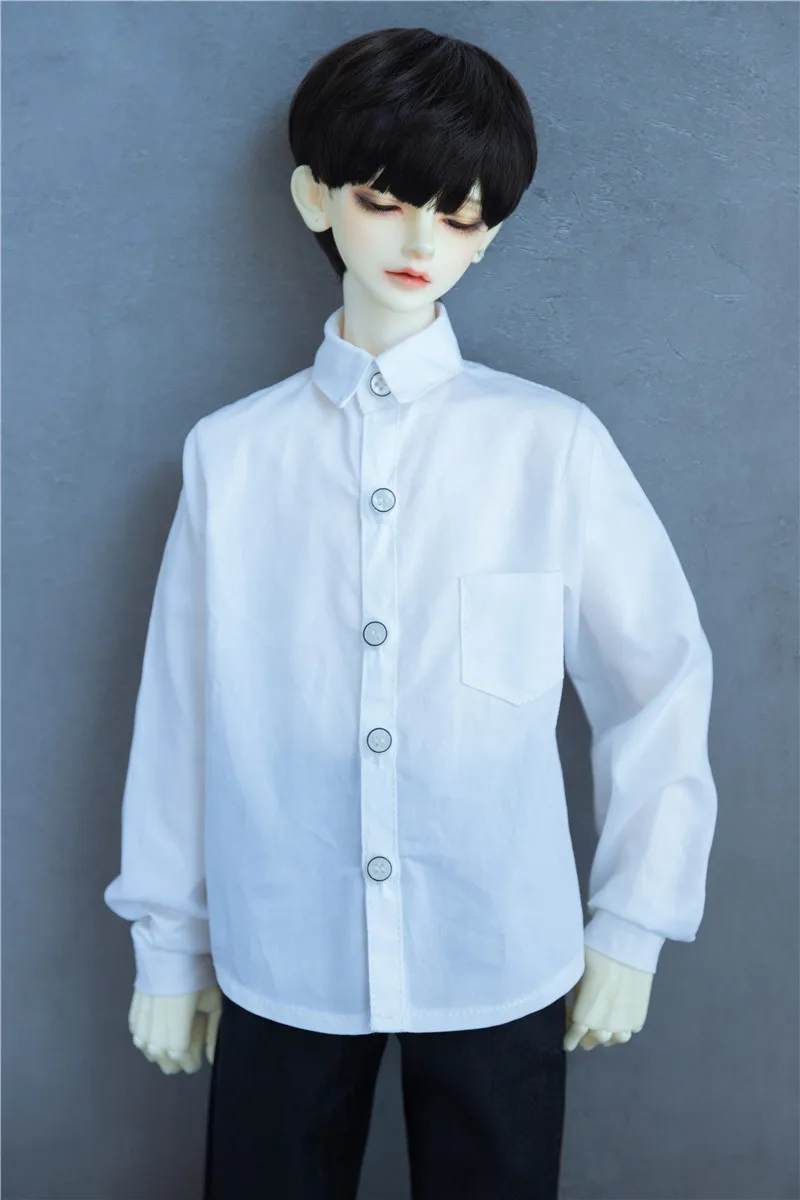 BJD Doll Clothes T-shirt Boys Handsome Stand Collar Top White Black Classic Color All-match 1/3 SD13 SD17 Gift Doll Accessories
