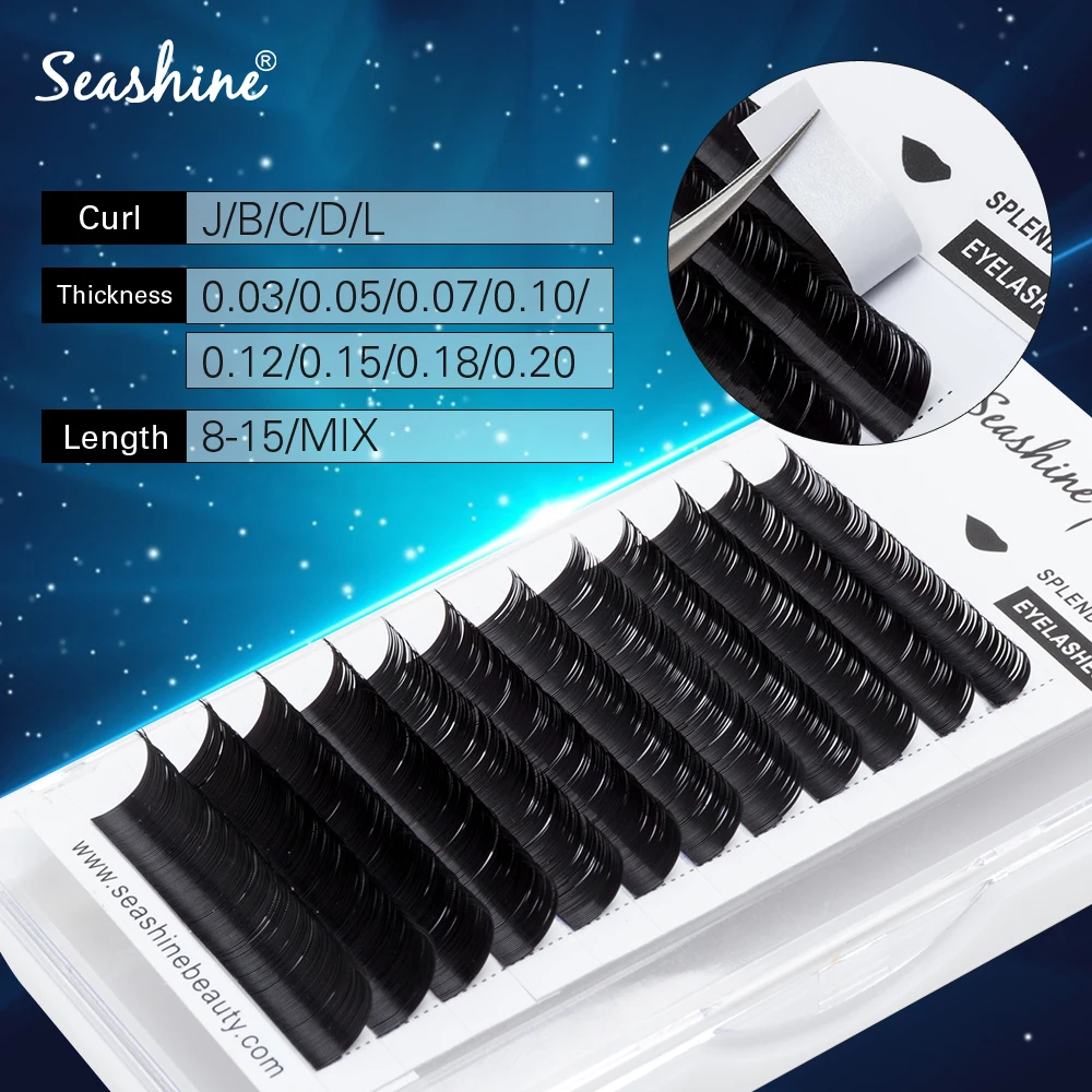 

Seashine Faux mink eyelashes Thickness 0.03 to 0.20 individual eyelash lashes soft eyelash extension False eyelash