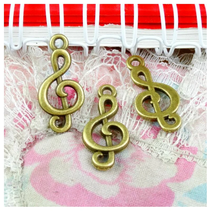 

60 Pcs 22.7*10.7MM Antique Bronze Plated Music operator Pendants Diy Charms Jewelry Making Accessories