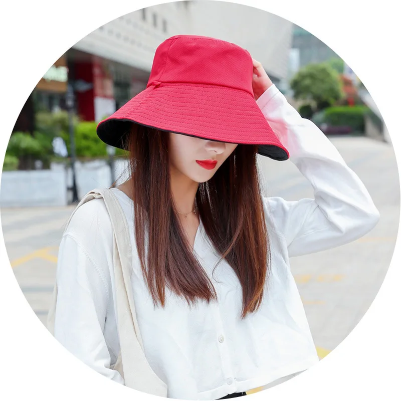 Sun Hat Summer Foldable Bucket Hat for women  Outdoor Sunscreen Cotton Fishing Hunting Cap Anti-UV  wide brim bucket  Sun hat