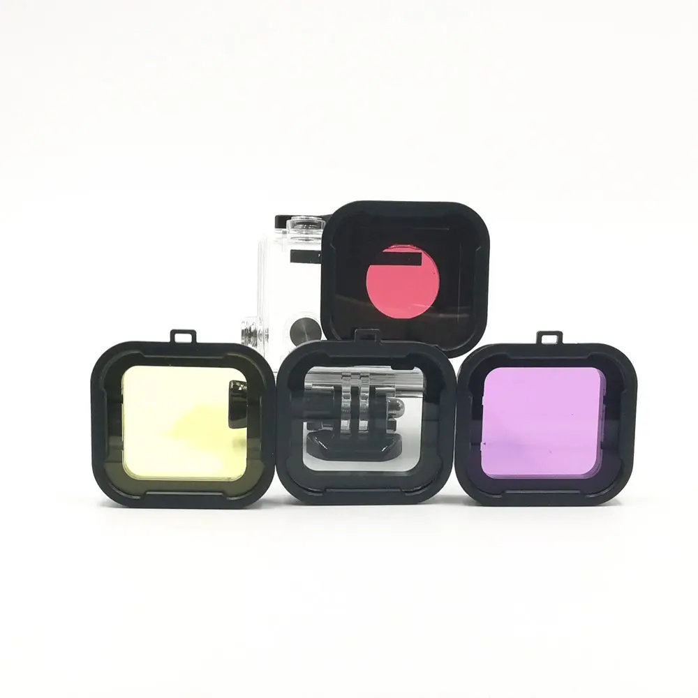 4pcs Yellow Red Purple Grey Underwater Diving Filter for GoPro Hero 4 3+ New