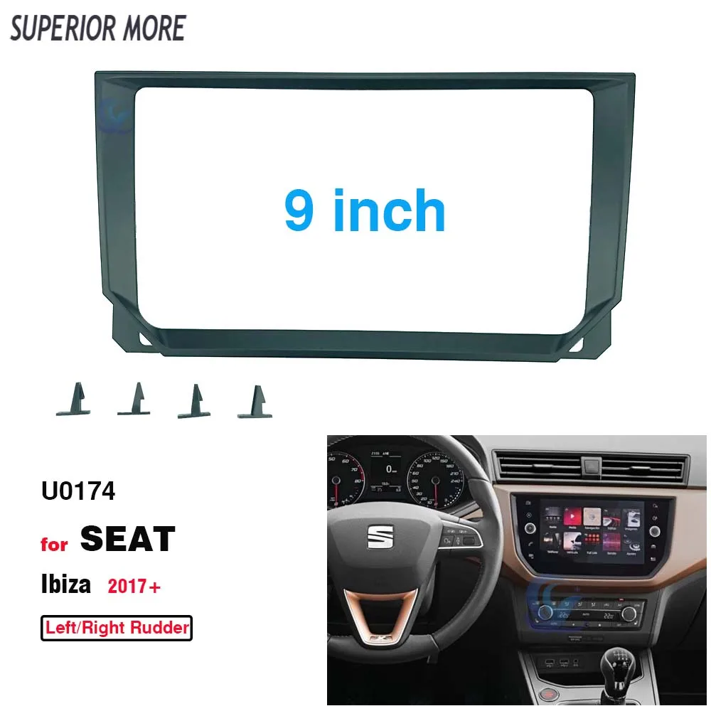 

2 Din 9 Inch Car Radio Plastic Fascia Panel Frame for SEAT Ibiza 2017+ ABS+PC Installation DVD GPS Mp5 Dash Mount Kit