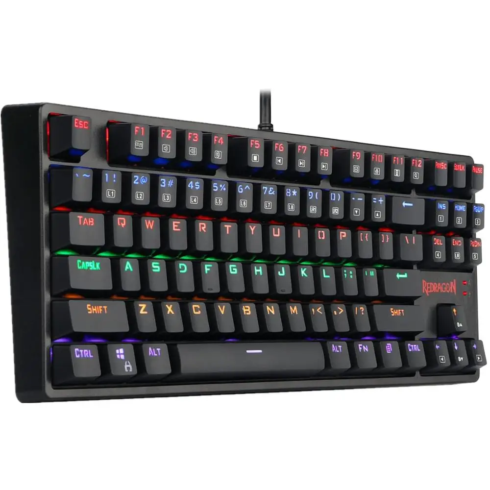 

Redragon K576R DAKSA Mechanical Gaming Keyboard Wired USB LED Rainbow Backlit Compact Mechanical Gamers Keyboard 87 Keys FOR PC