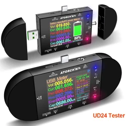 Ud24 dc5.5USBタイプCテスター,2.4インチデジタル電圧計,電流計,外部バッテリー,電圧計,ポッドトリガー,電気メーター