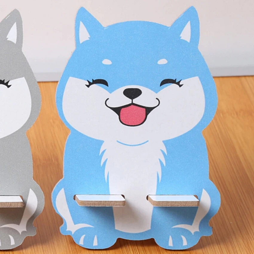 1PC Wooden Portable Tablet Phone Stand Removable Holder Cute Animal Rabbit Puppy Bear Desktop Support for Phones