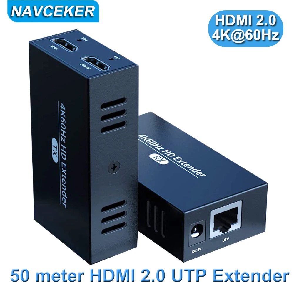 2024 HDMI Extender with Loop Out 4K 1080P HDMI Extender 50m No Loss RJ45 to HDMI Extender Transmitter Receiver over Cat5e/Cat6