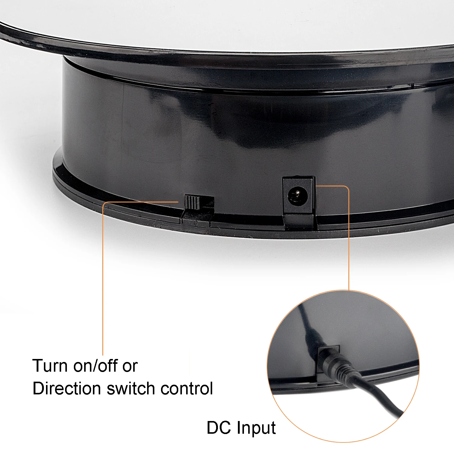 20CM/8-Inches Mirror 360 Degrees Rotating Rotary Display Stand Turntable Jewelry Display Base- Include AC Plug (Double Power)