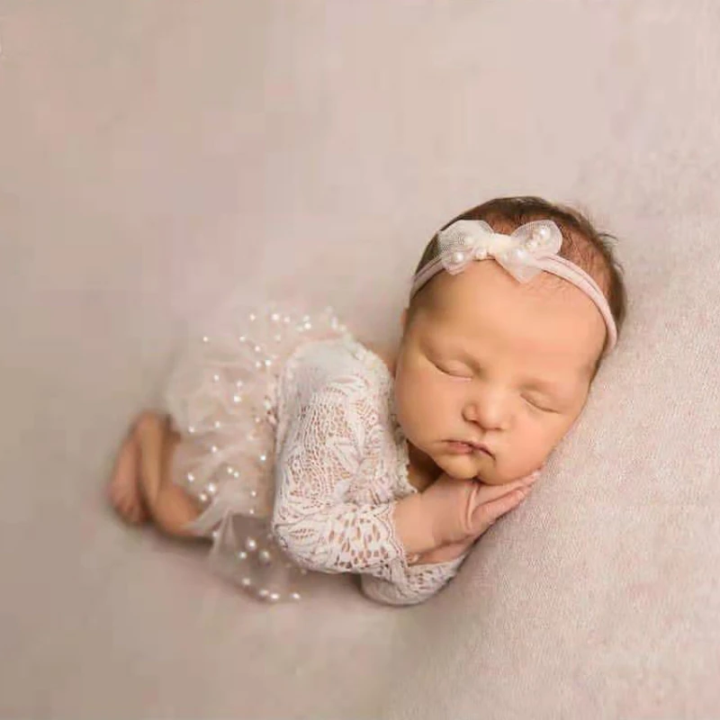 Newborn Photography Props Baby Girl Lace Romper Bodysuits Outfit Photography Clothing for First Picture Shooting Bebe Foto Gift