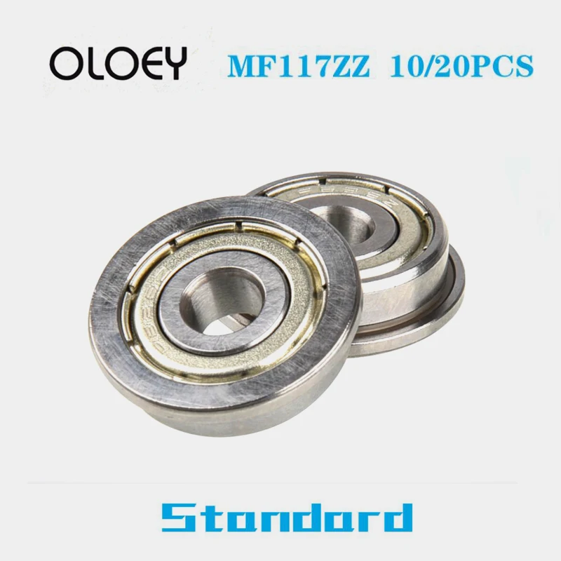 

MF117ZZ Flange Bearing 7X11X3 mm ABEC-1 10/20 PCS Miniature Flanged MF117 Z ZZ Ball Bearings