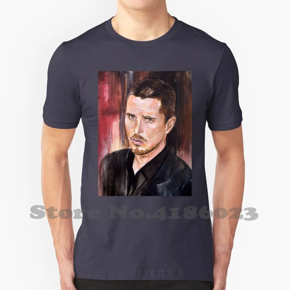 Christian Bale Portrait 100% Cotton T-Shirt Actor Christian Bale Portrait Terminator Salvation