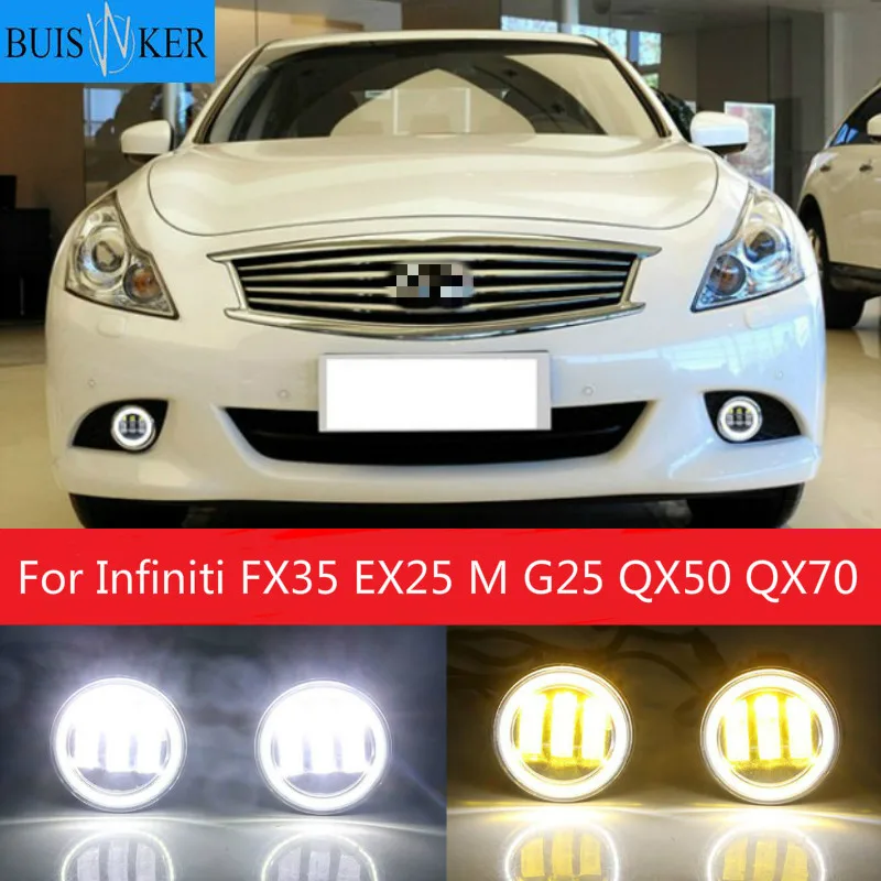 

For Infiniti FX35 EX25 M G25 QX50 QX70 Car Fog light Kit Angel Eye DRL