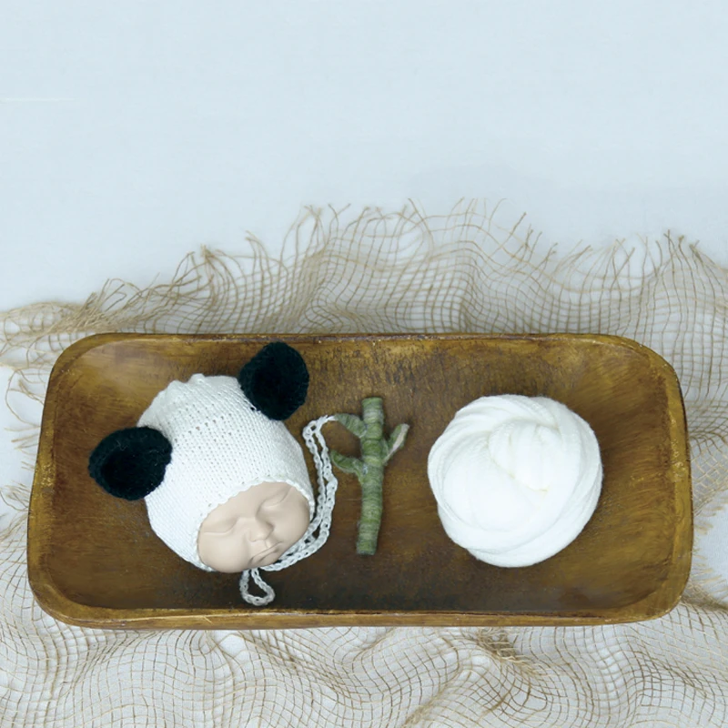 Ensemble de chapeaux et mini jouets en mohair pour nouveau-né, accessoires de tournage pour bébé, chapeau enroulé en tricot, jouet démon, photographie en studio