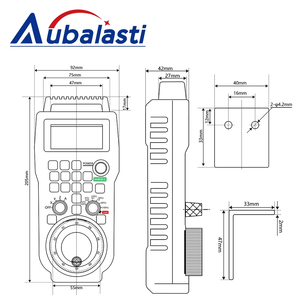 Aubalasti XHC CNC Mach3 Wireless Lathe Handwheel WHB04B MPG Pendant Handwheel 4axis 6axis USB Receiver for CNC Milling Machine