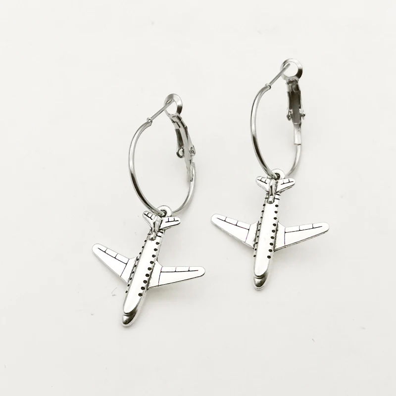 New Cute Aircraft Model Earrings Earrings Civil Airliner for Female Gifts Souvenir Travel Small Ear Hoops Hoop Earings