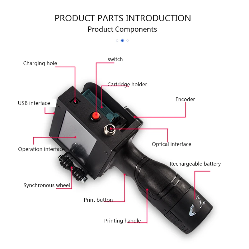 Handheld Smart Inkjet Printer Portable Automatic Date Printer Coding Machine Label Barcode QR Code Coding Device